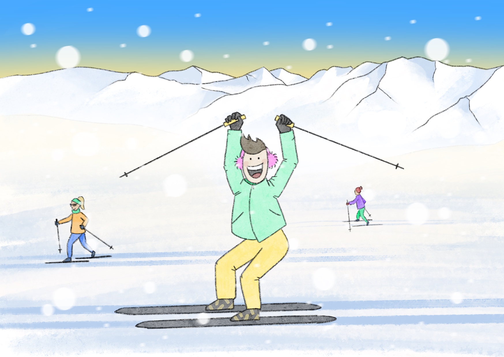 Skiing School Illustrated Fidelity Card