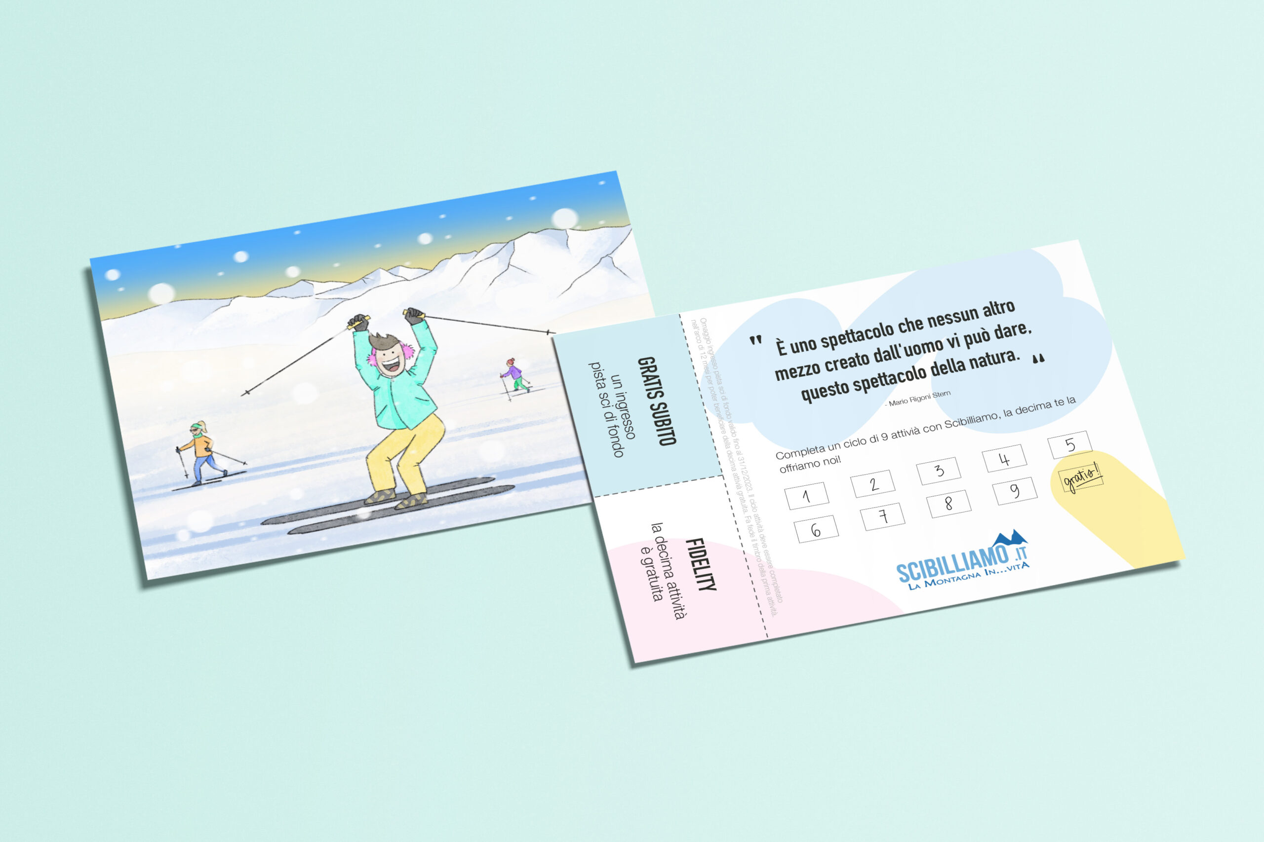 Skiing School Illustrated Fidelity Card